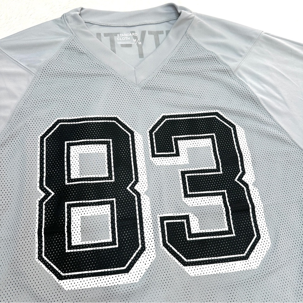 Grey Mesh Jersey Stripes 83 Eighty Three Graphic Size M - Picture 3 of 6